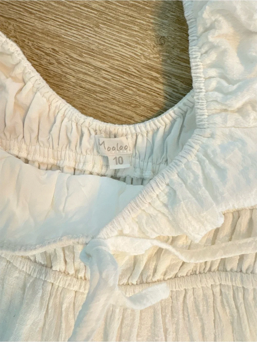 Like new: Moolala White Cotton Ruffle-Trim dress sz 10